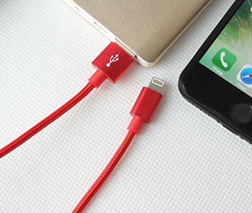 iPhone Lightning Kabel, Lively Life Lightning-auf-USB-A Ladekabel Datenkabel Nylon geflochten Rote für Apple iPhone 7 / 7 Plus / SE / 6S / 6S Plus / 6 / 6 Plus / 5S / 5C / 5 , iPad Air / Air 2, iPad mini / 2 / 3 / 4, iPad 4- [3Pack, 3FT 6FT 10FT] - 5