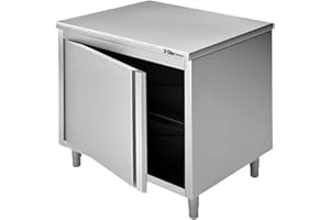 VM Europa - Edelstahl Arbeitsschrank - 60 x 60 cm - AISI 430 Legierung - Mit Flügeltür - Kompakte Bauweise - Küchenmöbel Gastro Schrank Edelstahlschrank Grillschrank