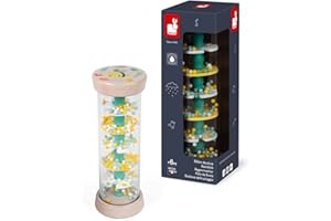 Janod - Bâton de Pluie en Bois - Collection Pure - Jouet d'Eveil et Premier Age - Apprentissage Motricité Fine - Stimulation Visuelle et Sonore - Peinture à l'Eau - Dès 6 mois, J05193