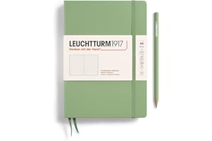 LEUCHTTURM1917 361584 Carnet de notes Medium (A5), Couverture rigide, 251 pages numérotées, Sauge, pointillé