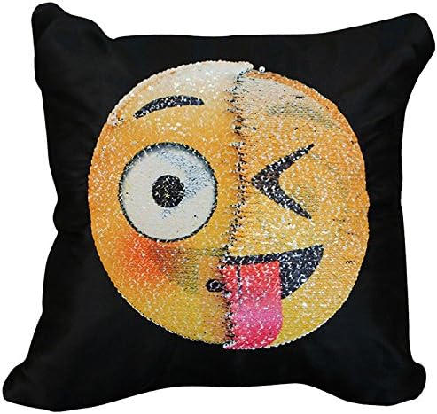 Fleetwood Storms, Emoji Pillowcase Magic Changeable Face Colour Reversible Sequin Cushion Cover (5#)