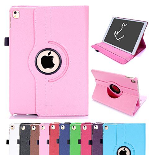 iPad Air 2 Hülle, RC iPad Air 2 / iPad 6 360 drehende Smart Hülle PU Leder Abdeckung Gehäusedeckel für Apple iPad Air 2 Sleep / Wake (Baby Rosa)