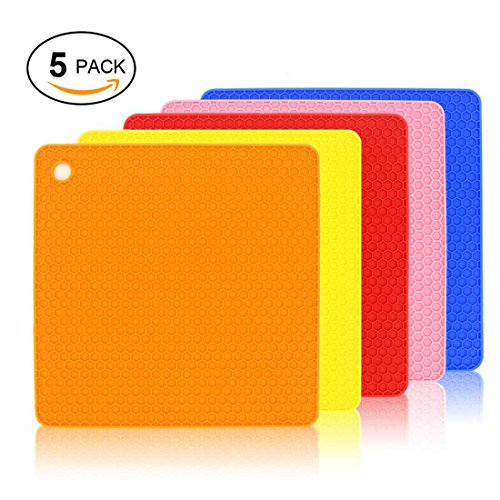 YIAN Topfuntersetzer 5 Stück Silikon Topflappen Topfschoner multifunktional und hitzebeständig