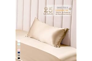 ‎THXSILK THXSILK 25 Momme Seide Kissenbezug für Haar und Haut - Maulbeerseide Kissenbezug - Hypoallergen mit Versteckter Reißverschluss - Pure Seide auf Beide Seiten … (Champagner, 40x60cm)