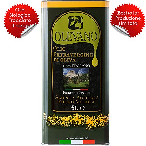 5 Litri Olio Extravergine d'Oliva 100% Italiano | Frantoio Fierro | Tracciabilità UNASCO Lotto di Produzione | Confezione in Latta Salvaspazio | Estratto a Freddo | Idea Regalo