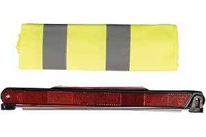 TURBOCAR - Kit de sécurité Voiture - 2 pièces - Comprend: 1 Gilet et 1 Triangle avec Pochette de Rangement - Taille XL - Obligatoire dans Les véhicules en Europe - 2 Larges Bandes réfléchissantes