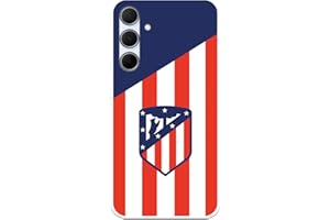 LA CASA DE LAS CARCASAS Funda para Samsung Galaxy A35 5G del Atlético de Madrid Escudo Fondo Atletico tansparente para Proteger tu móvil. Capa de Silicona Flexible con Licencia Oficial Atlético de Madrid