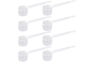 RAMGLYO 8 pezzi misurino misurino in plastica con scala per proteine in polvere, caffè, latte in polvere, cottura, misurazione, lavaggio in polvere, lavastoviglie (5g 10ml) (trasparente)