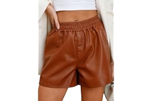 ORANDESIGNE Pantaloncini Sexy in Pelle Lucida a Vita Alta PU Aspetto Pelle Pantaloncini Push-up Pelle Sintetica Pantaloni Push-up Discoteca Festa Party Hotpants