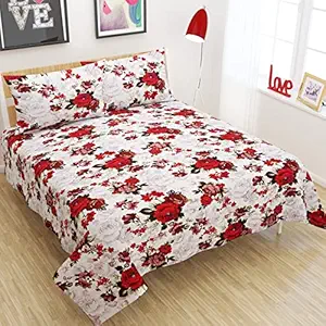 Loof Klapper 140 TC Cotton 3D Printed Double Bedsheet with 2 Pillow Covers Set (Queen Size Bedsheet Series, Standard )