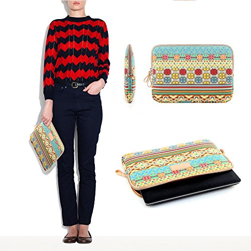 Laptophülle, Original UrCover® Laptop-Tasche aus Leinen im Canvas Bohème Look Netbook iPad Air 2 Laptop-Tasche Notebook Hülle LifeBook-Tasche 10 Zoll - 7