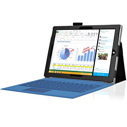 Microsoft Surface Pro 3 Cover Tasche mit praktischer Stand Funktion Case aus robustem Kunstleder kombiniert Schutz und Design für Ihr Microsoft Surface Pro 3 Hülle Case Schwarz von UC Express® - 2