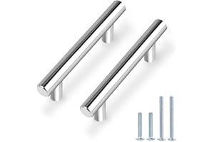 Probrico 10 PCS Polished Chrome Kitchen Drawer Knobs Hole Spacing 76mm 3" Furniture Cabinet Door Handles Cupboard Pull Stainless Steel