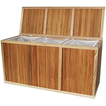 3 Fächer Wäschesortierer Bambus Wäschekorb Wäschetruhe 107X39x56H cm