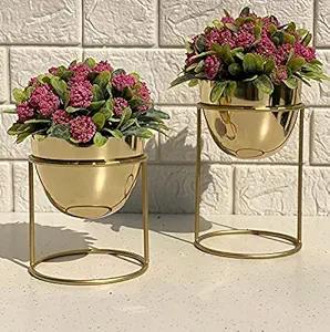 HOMEROX Metal Planter Gold Planter outdor indor Planter Set Off 2
