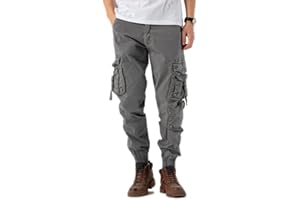 TONY BACKER Pantaloni Uomo Cargo Leggero in Cotone Multitasche Casual di Tela Stretch Materiale con Tasche Laterali 7826