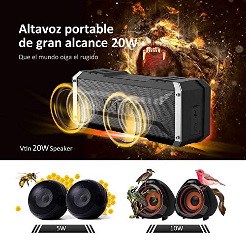 Vtin punker altavoz bluetooth estéreo premium 20w con radiador pasivo