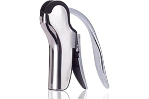 KAYCROWN Weinflaschenöffner aus Edelstahl, vertikaler Hebel-Korkenzieher mit eingebautem Folienschneider, manueller Korkenzieher mit ergonomischer Hebelpumpe