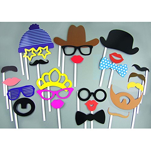 24 Stück Photo Booth Foto Booth Party Fotorequisiten & Fotoaccessoires Mit Einem Bilderrahmen Für Party Hochzeit Geburtstag Abschlussfeier DIY Lustige Fotos - 4