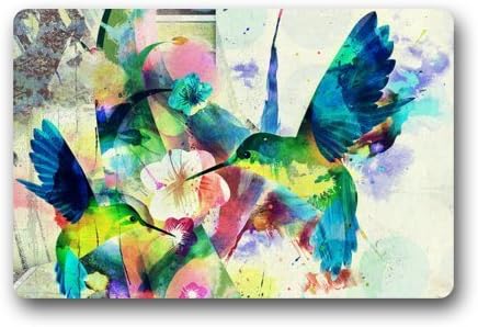 Fantastic Doormat Abstract Art Colorful Bird Hummingbird Flower Door Mat Rug Indoor/Outdoor/Front Door/Bathroom Mats&amp;Bedroom Doormat 23.6"(L) x 15.7"(W)