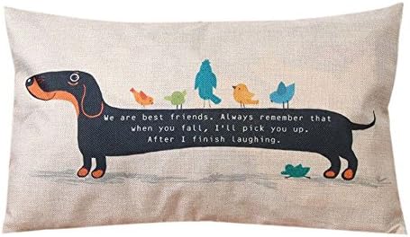 MAYUAN520 Cushion、Decorative Pillows Cute Rectangular Zipper Pillowcase Small Black Dog Bird Letter Super Comfortable Linen Pillowcase For Coffeeshop Club Pillowcase,Black,30X50Cm,United States