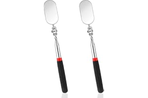 HARIENDNY 2 Stück Inspektionsspiegel Kleine Teleskop, Universeller Kleiner Teleskop-Klappspiegel Oval Teleskopspiegel mit Verlängertem Rutschfester Griff für Autoreparatur, Autoinspektion