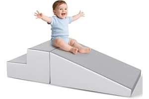 JungleDove Kids Soft Play Set Indoor: 2 Pcs PU Leather Baby Soft Play Equipments Motor Skill Development - Toddlers Foam Blocks for Climbing and Two-tiered Step