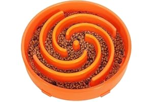 LEACOOLKEY Large Slow Feeder Dog Bowl,Maze Interactive Slow Eating Feeder Bowls, Anti Gulping Healthy Eating,Stop Bloat Pet Slow Down Feeding Dishes for Medium/Big Dogs(Orange）