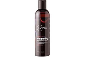 Gel Styling effetto naturale per capelli ricci con estratti di menta, equiseto, tè nero, salvia e aloe Natural&Amazing di DIVINA BLK (250ml)