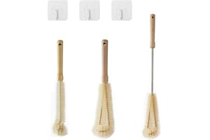 Yzwuyou 3 Pezzi Scovolino per Bottiglie Scovolino Biberon Efficiente la Testa è Piegata a 90 Gradi Materiale in Nylon in Acciaio Inossidabile Pulisci Bottiglie Spazzola per Tutte le Bottiglie