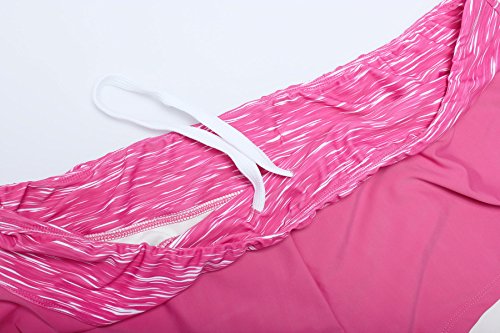 ReliBeauty Damen Geblümt Muster Taille Kurze Boyshorts Schwimmhose Verstellbare Kordel Bände Badeshorts - 3