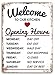 Produktbild "Welcome to our Kitchen" weiß Metall Wandschild Aufschrift Kunst, inspirierende Slogan Funny