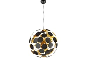Trio Leuchten Lampa wisząca Discalgo 309900632, metal/tworzywo sztuczne, czarny matowy/złoty, bez 6 x E14, 54 x 54 x 150 cm