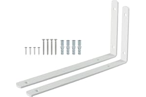 Escuadras para Estanterias, SAYAYO Escuadras Metalicas Blanco Soporte Estanteria Pared, 2 Piezas Acero Inoxidable Soporte de Esquina 90 Grados 302x160x24, EJ5230W-2P