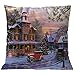 Produktbild CLOOM Kissenbezug Weihnachten Dekoration Home Sofa Dekor Kissenbezug Startseite Schlafzimmer Kissenabdeckung Bettwäsche Deko Kissenhülle Dekor Kissen Sofa Taille Throw Kissenbezug (18X18) (H)