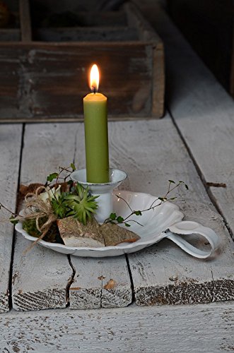 Ib Laursen – Kerzenständer, Kerzenleuchter – Nostalgisch – Emaille weiß gewellte Kante – shabby Chic Vintage - 4