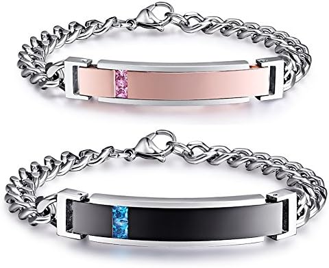 Womens Mens Stainless Steel Personalized Couples Bracelet Custom Engraving