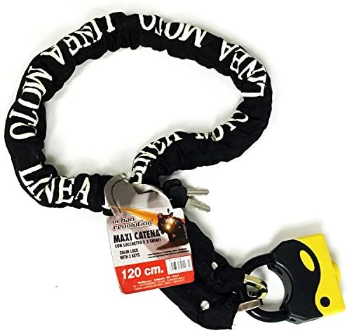 Urban Revolution Maxi Catena Nylon Covered Chain Lock 120cm x 8mm for Moped Quadbike Bike Motorcycle Motorbike Security With 2 Keys Made in Italy