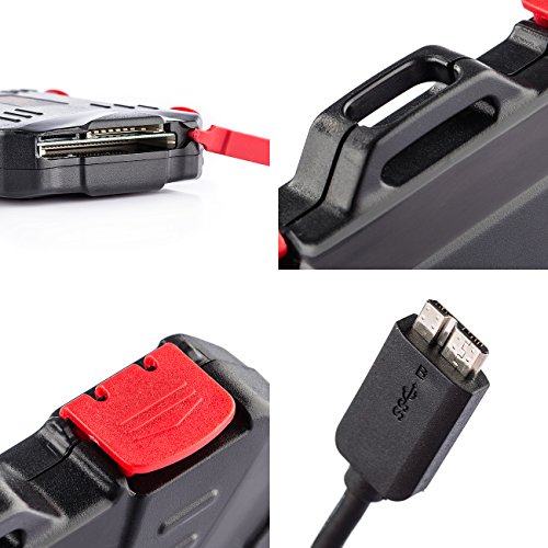 LYNCA Speicherkarten Schutzbox mit Kartenlesegerät Platz bis zu 19 verschiedenen Speicherkarten, Kartenleser für CF/SD/TF-Karten mit Tarion Reinigungstuch - 8