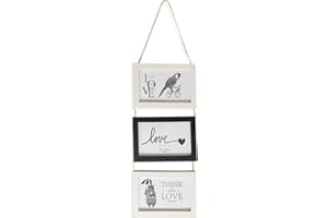 TIME HOME DEVELOPMENT TH - Portafoto multiplo decorativo con cornici in legno, da parete, per 3 foto da 15 x 10 cm, verticale