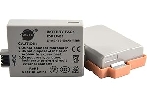 DSTE 2x LP-E5 de remplacement Li-ion Batterie pour Canon EOS 450D, 500D, 1000D, Kiss F, Kiss X2, Kiss X3, Rebel XS, Rebel XSi, Rebel T1i
