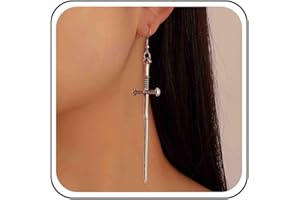 Cimenexe Punk Sword Hook Boucles d'oreilles Silver Knife Dangle Boucles d'oreilles Gothique Sword Drop Boucles d'oreilles Rétro Long Sword Boucles d'oreilles Bijoux pour Femmes et Filles Cadeaux
