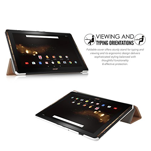 Acer Iconia Tab 10 A3-A40 hülle ,IVSO® Ultra Schlank Superleicht Ständer Slim Leder zubehör Schutzhülle für Acer Iconia Tab 10 A3-A40 Tablet PC Tablet-PC perfekt geeignet (Für Acer Iconia Tab 10 A3-A40, Golden) - 3