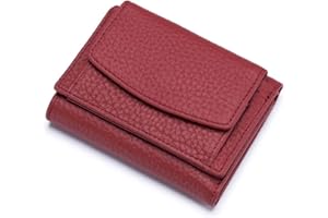 ZhaoCo Mały portfel damski z kieszenią na monety, prawdziwa skóra, portfel damski, mini portmonetka z ochroną RFID, etui na karty kredytowe dla kobiet i dziewcząt, czerwony (Weinrot), 10*7*3cm