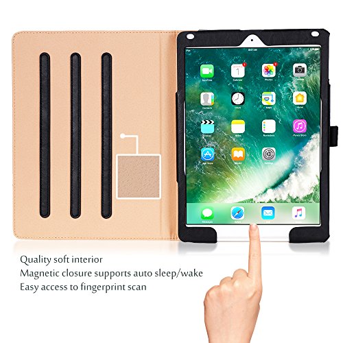 ProCase iPad Fall 9.7 „2017 – Weinlese-Folio-Standplatz-Abdeckungs-Fall für neues 2017 Apple iPad 9.7 Zoll, passen auch iPad Luft 2 / iPad Luft, mit mehrfachen Betrachtungs-Winkeln, Dokument-Karten-Tasche -Schwarz - 3