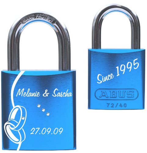 Preisvergleich Produktbild Gravurenalarm® Liebesschloss Türkis veredelt mit SWAROVSKI ELEMENTS beidseitige Gravur
