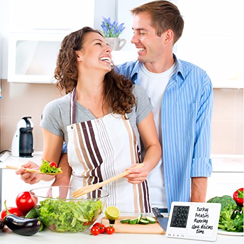 YYGIFT ® 4-fach Digitaler Küchentimer Küchenuhr Elektronischer Timer Eieruhren mit der Weißwandtafel Schreibstift Radierschwamm Vier Kanälen beim Lernen und in der Küche - 3