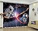Produktbild Dbtxwd Polyester-schwarze Vorhänge, 3D-Planet Astronaut-Druck Kinderzimmer Wohnzimmer drapieren Blackout-Fenster-Vorhänge, hängende Suspendierung, verschiedene Größen , wide 150x high 166 (wide 75x2)