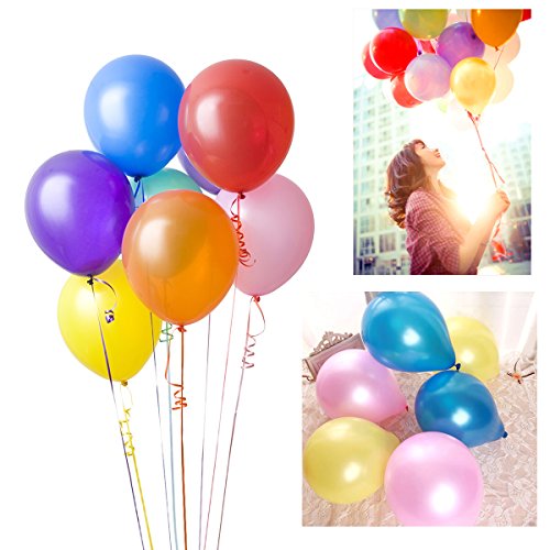 NUOLUX Sortierte Farben Luftballons mit einer blauen Ballon-Pumpe / Kompressor/Luft-Kompressor für Party, Geburtstag und andere feiern-100pcs(Random) - 2