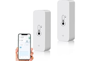 ZECAMIN WLAN Smart Thermometer Hygrometer, Digitale Mini Innentemperatur und Feuchtigkeitssensor, Raumtemperaturfeuchtigkeitssensor App Fernbedienung für Gewächshauskeller,Kompatibel Alexa/Google Home. 2Pack